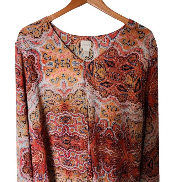Chico's Women’s‎ Paisley Tunic Top Boho Floral Mandala Blouse size XXL 20 22 - Picture 4 of 14